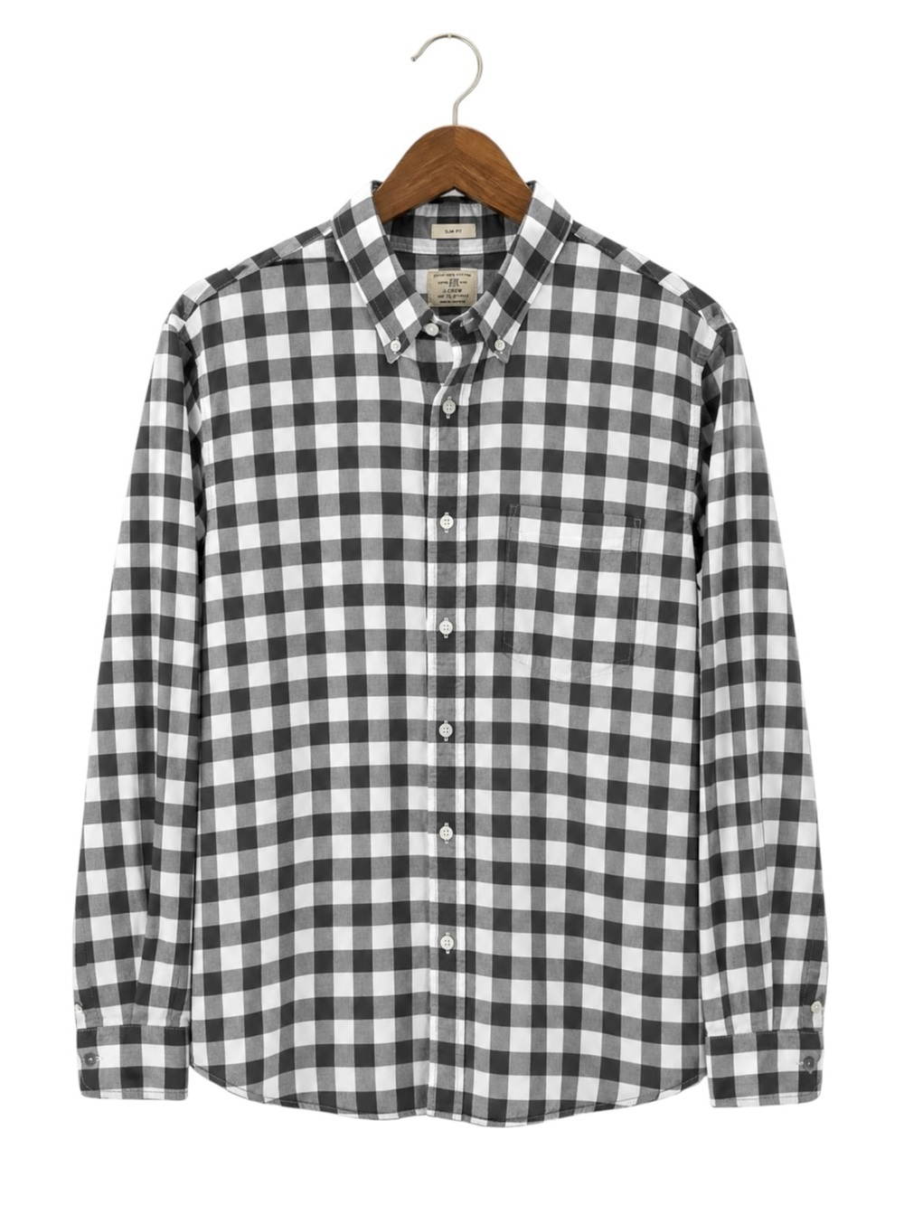 J.Crew Slim Fit Gingham Button Down Shirt XL Gray White Cotton Casual Classic